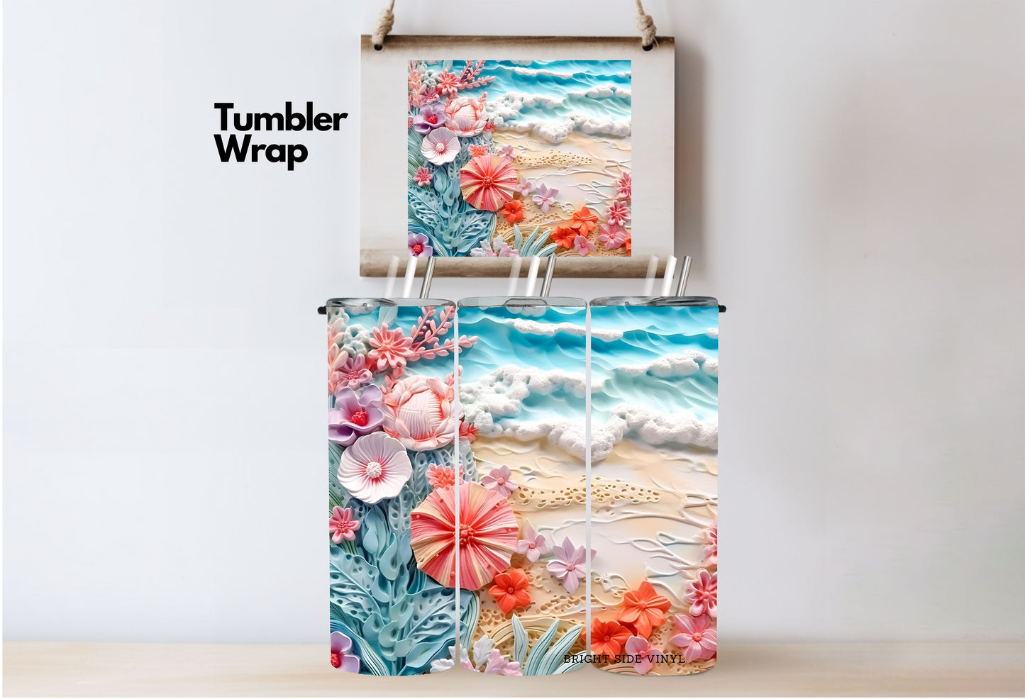 3D Summer Vibes 15 Tumbler Wrap