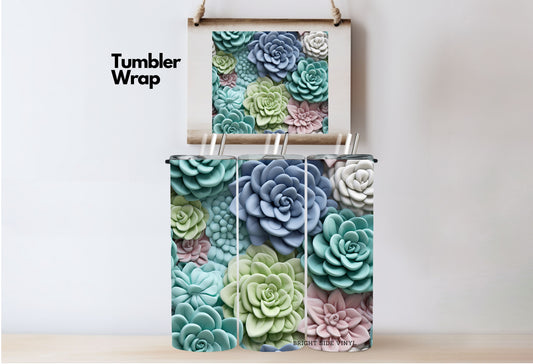 3D Succulents Tumbler Wrap