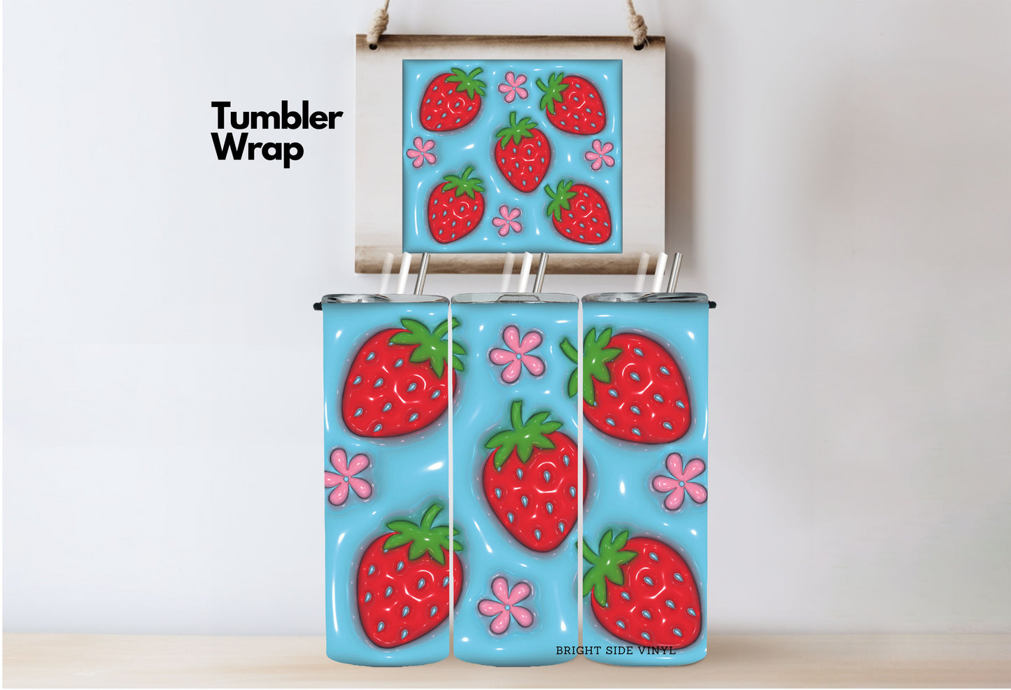 Puffy Strawberry Tumbler Wrap