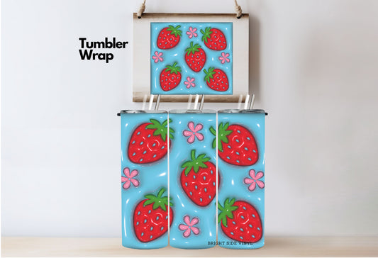 Puffy Strawberry Tumbler Wrap