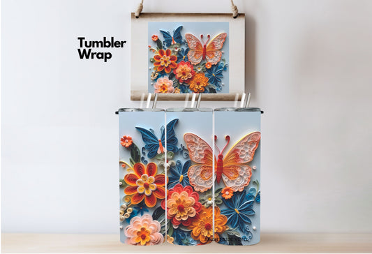 3D Butterfly #2 Tumbler Wrap