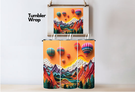 3D Hot Air Balloon #2 Tumbler Wrap