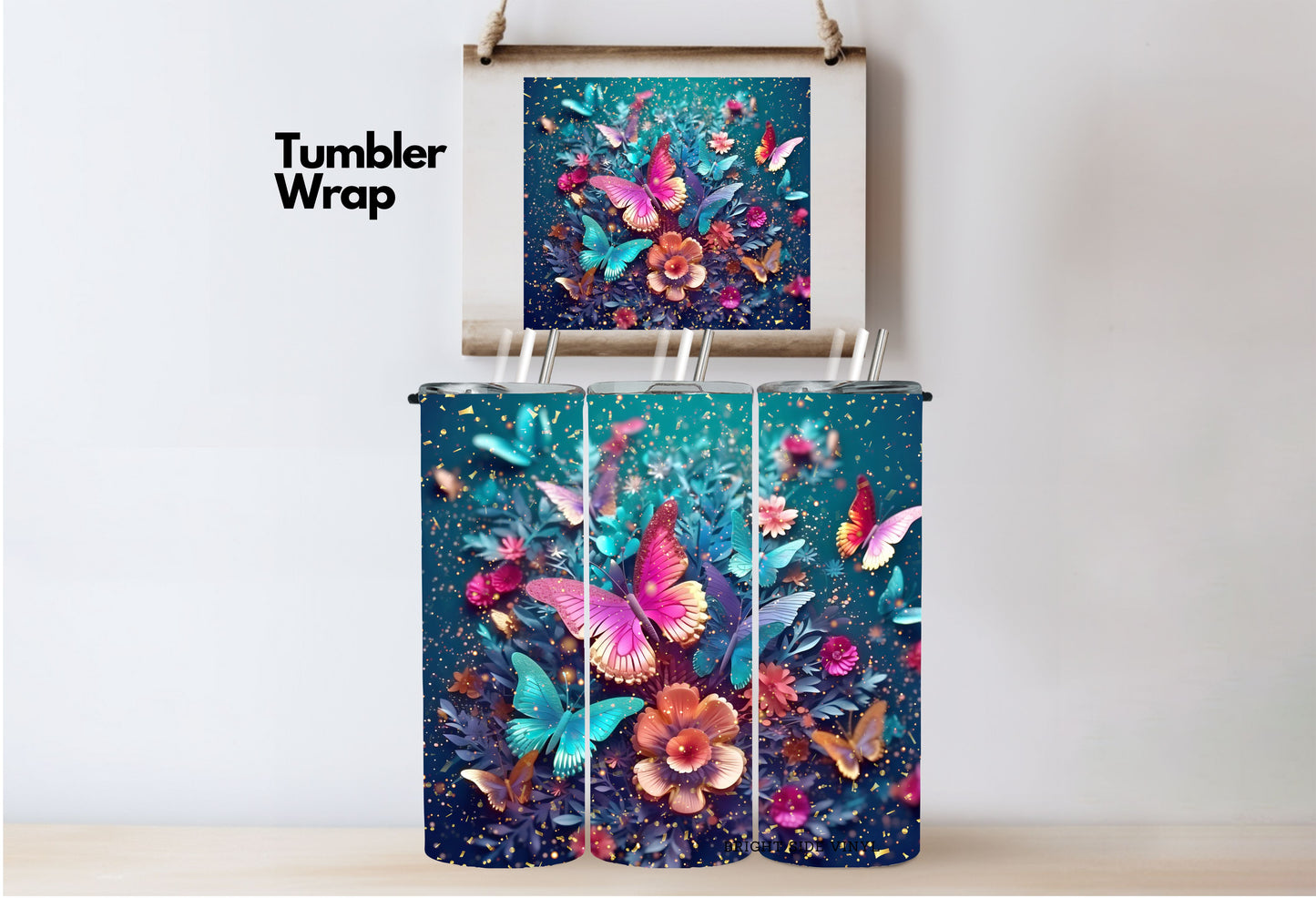 3D Butterfly Sparkle #1 Tumbler Wrap