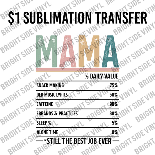 MAMA Nutrition Facts Live Sale