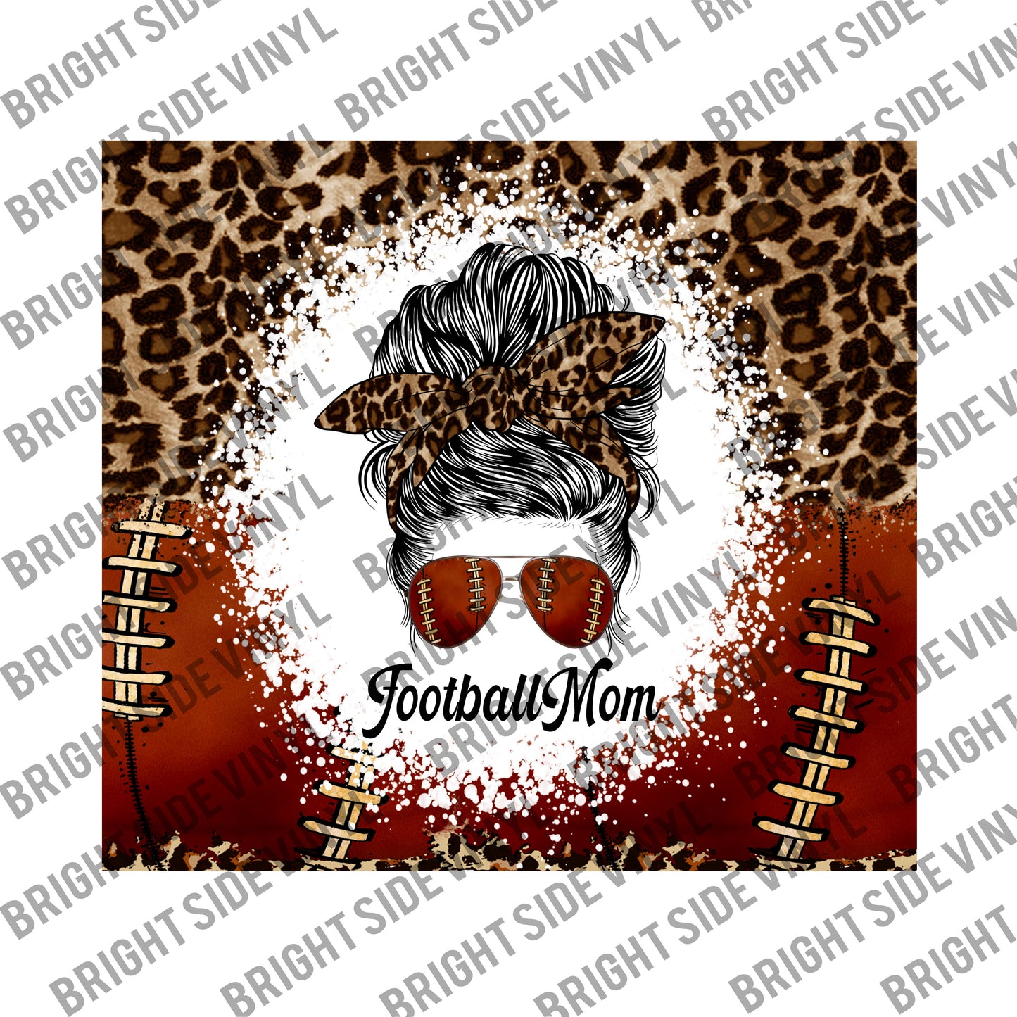 Leopard Football Mom Tumbler Wrap