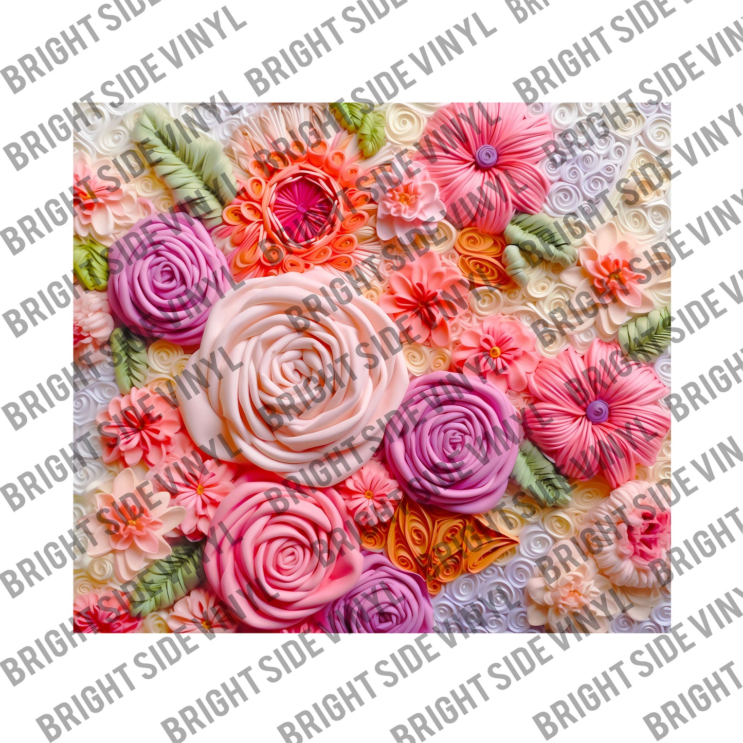 3D Pink Purple Flowers Tumbler Wrap