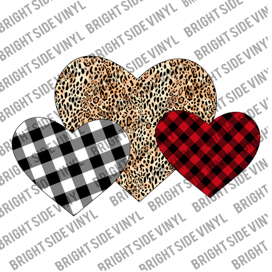 Buffalo Plaid Hearts Digital Download
