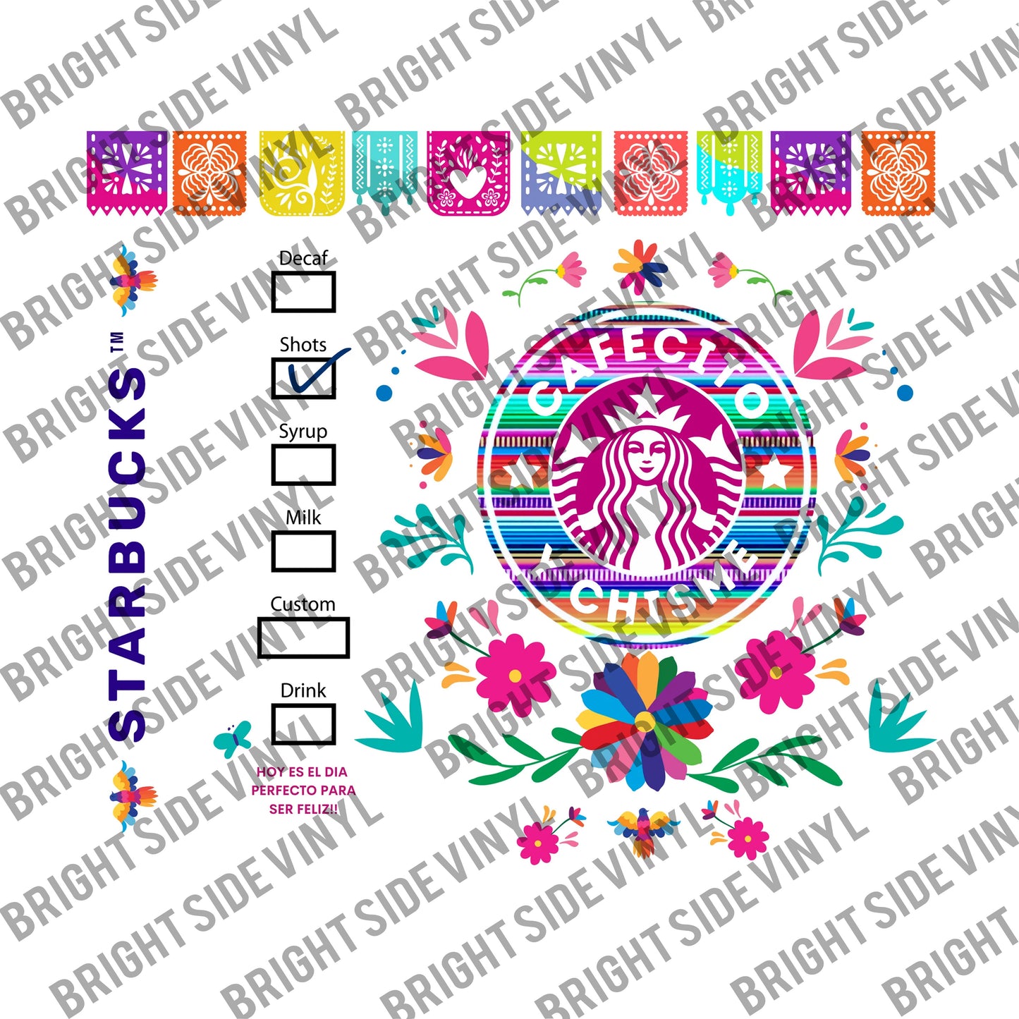 White Cafecito & Chisme White Tumbler Wrap