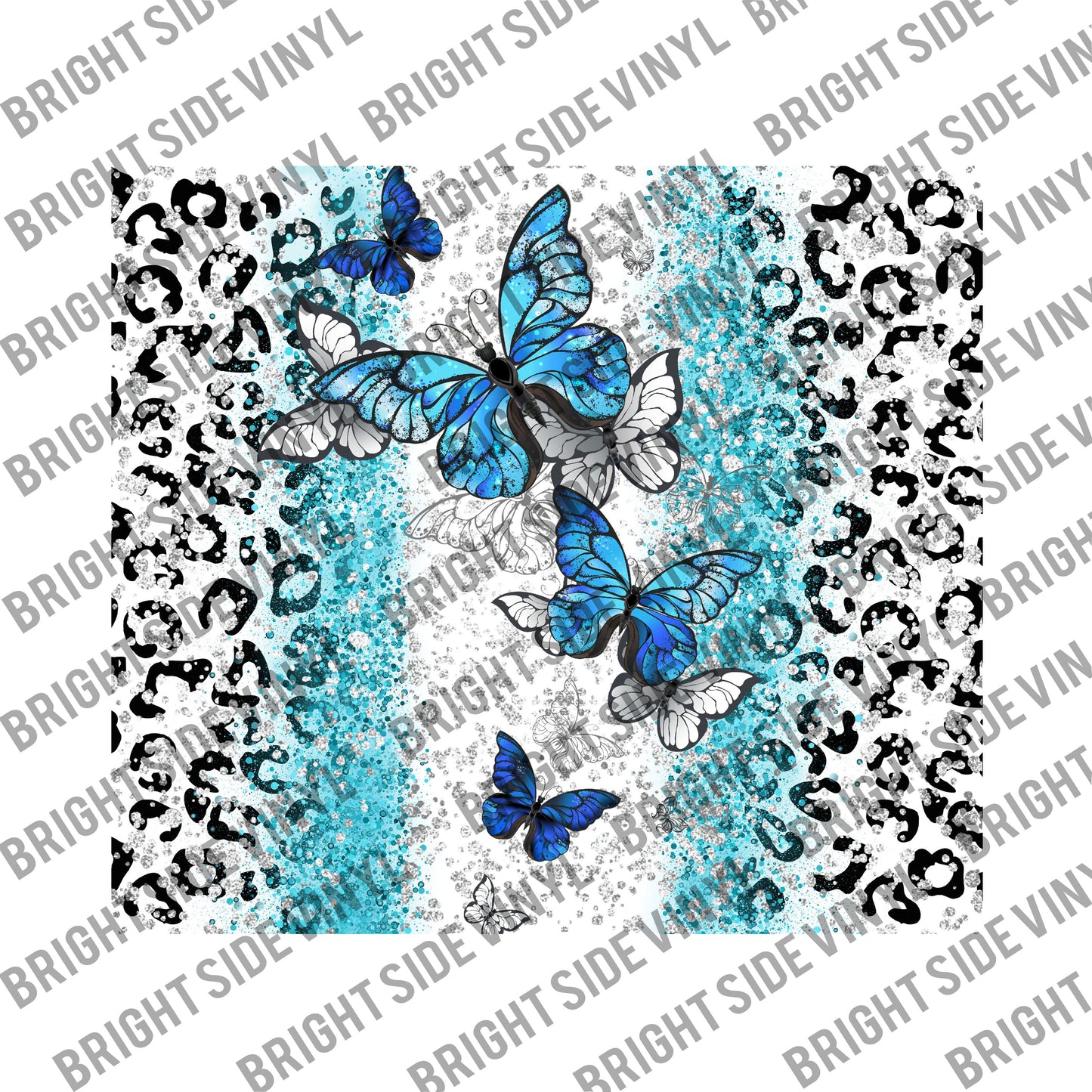 Blue Butterfly Leopard Tumbler Wrap