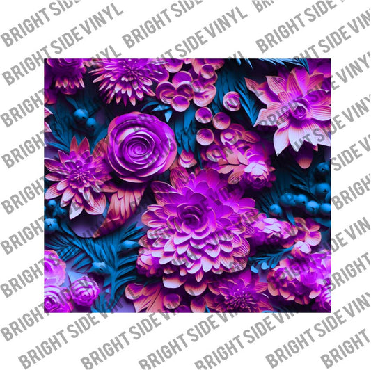 3D Flowers 9 Tumbler Wrap