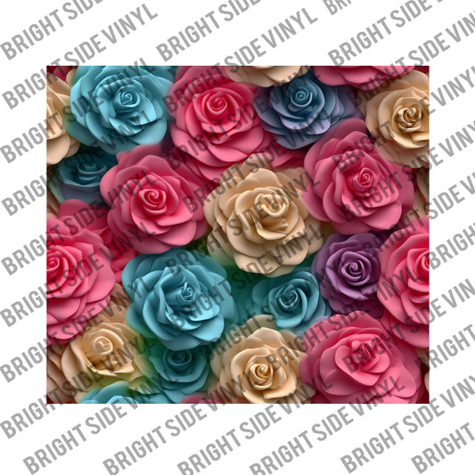 3D Colorful Flowers #9 Tumbler Wrap