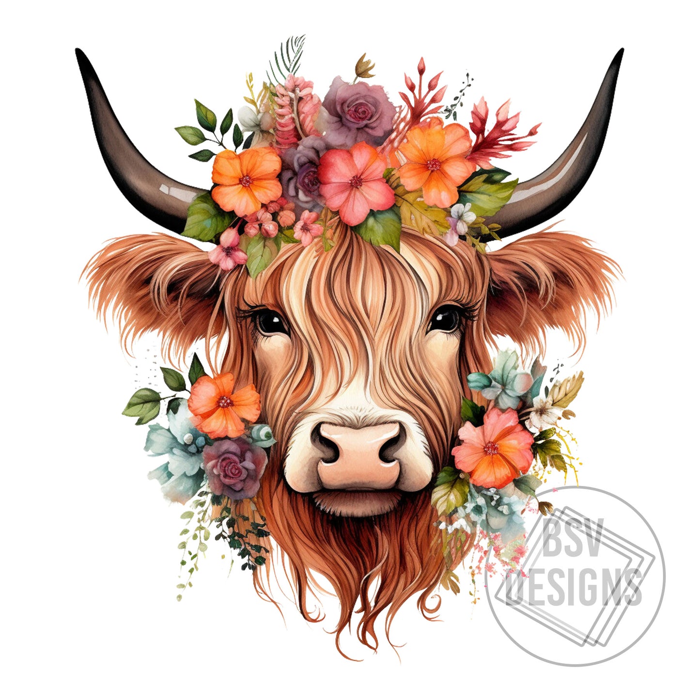 Floral Highland Cow Live Sale