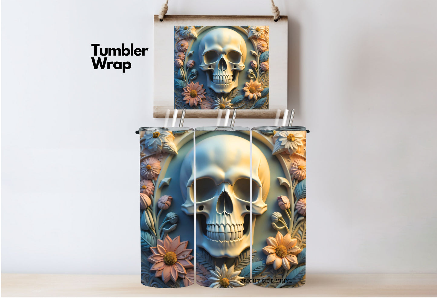 3D Skull Tumbler Wrap