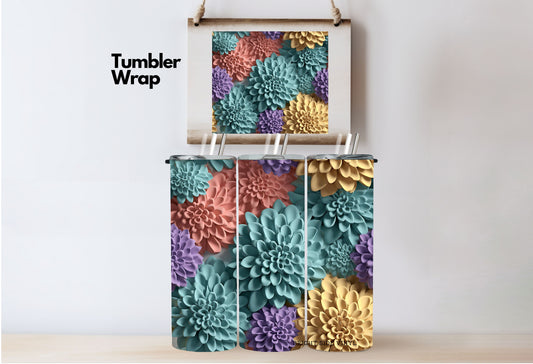 3D Colorful Flowers #11 Tumbler Wrap