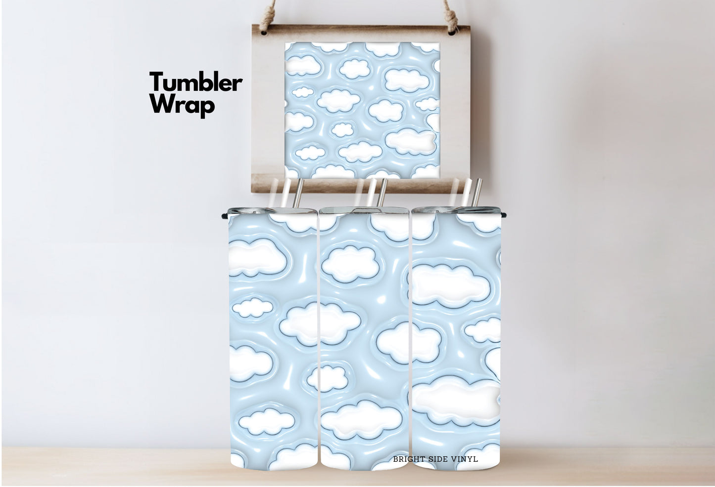 3D Clouds Tumbler Wrap