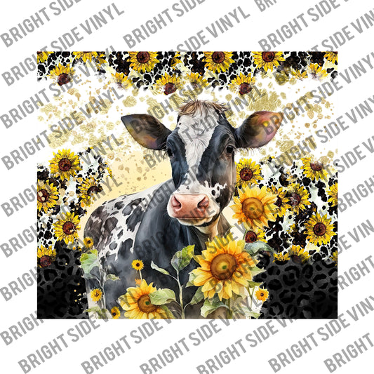 Sunflower Cow Tumbler Wrap