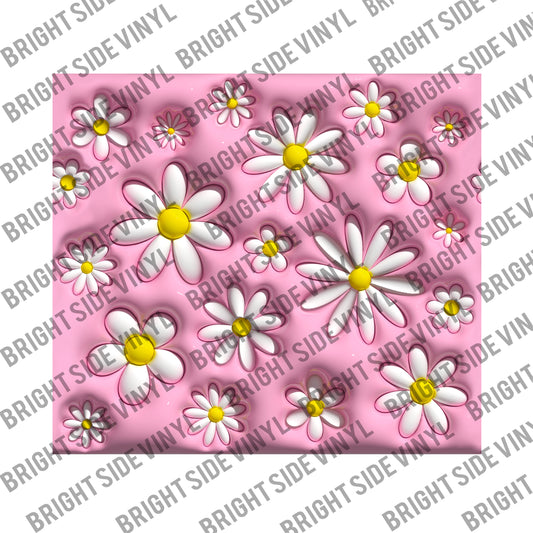 Puffy Pink White Flowers Tumbler Wrap