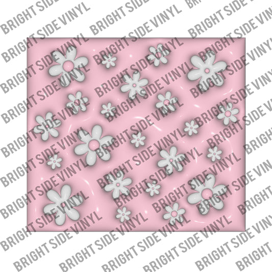 Puffy Pink White Flowers Tumbler Wrap