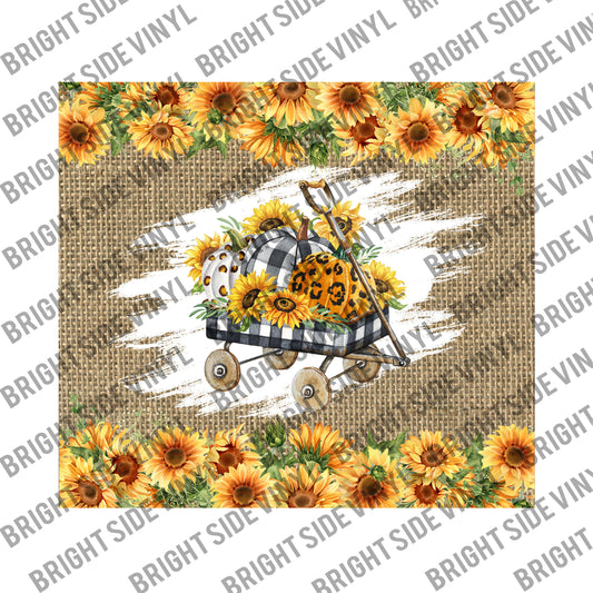 Sunflower Burlap Fall Tumbler Wrap