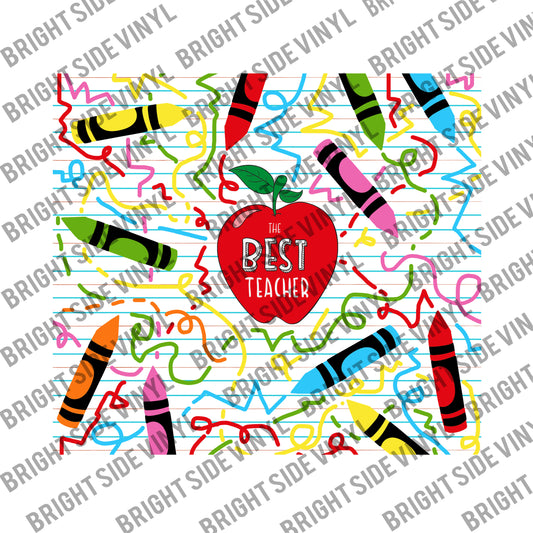 Best Teacher Crayon Tumbler Wrap