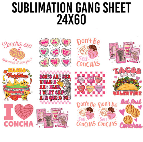 Mexican Valentines Sublimation 24x60 Gang Sheet
