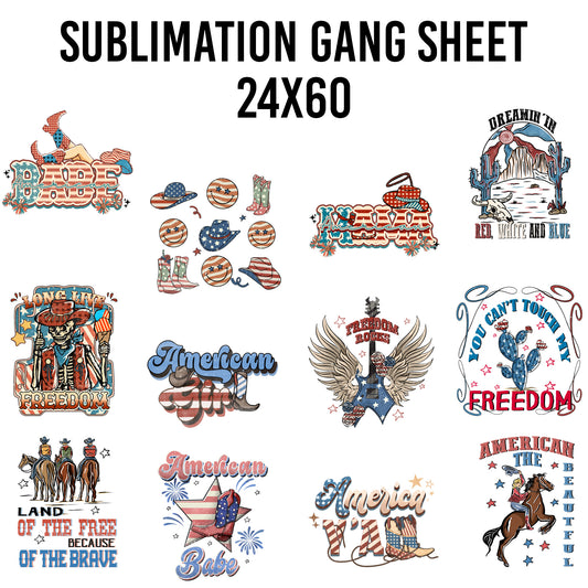 Patriotic Sublimation 24x60 Gang Sheet