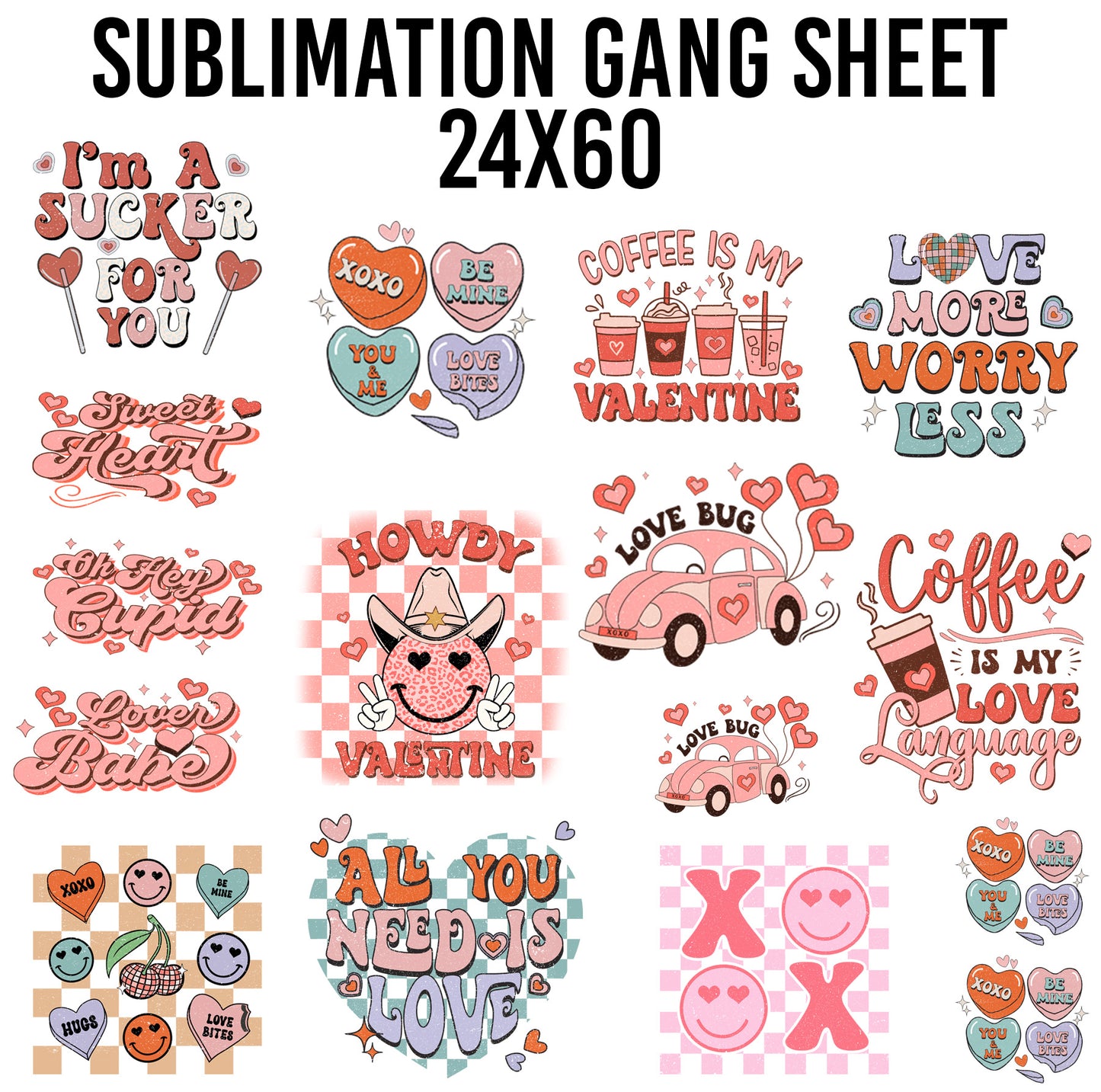 Valentine Sublimation 24x60 Gang Sheet