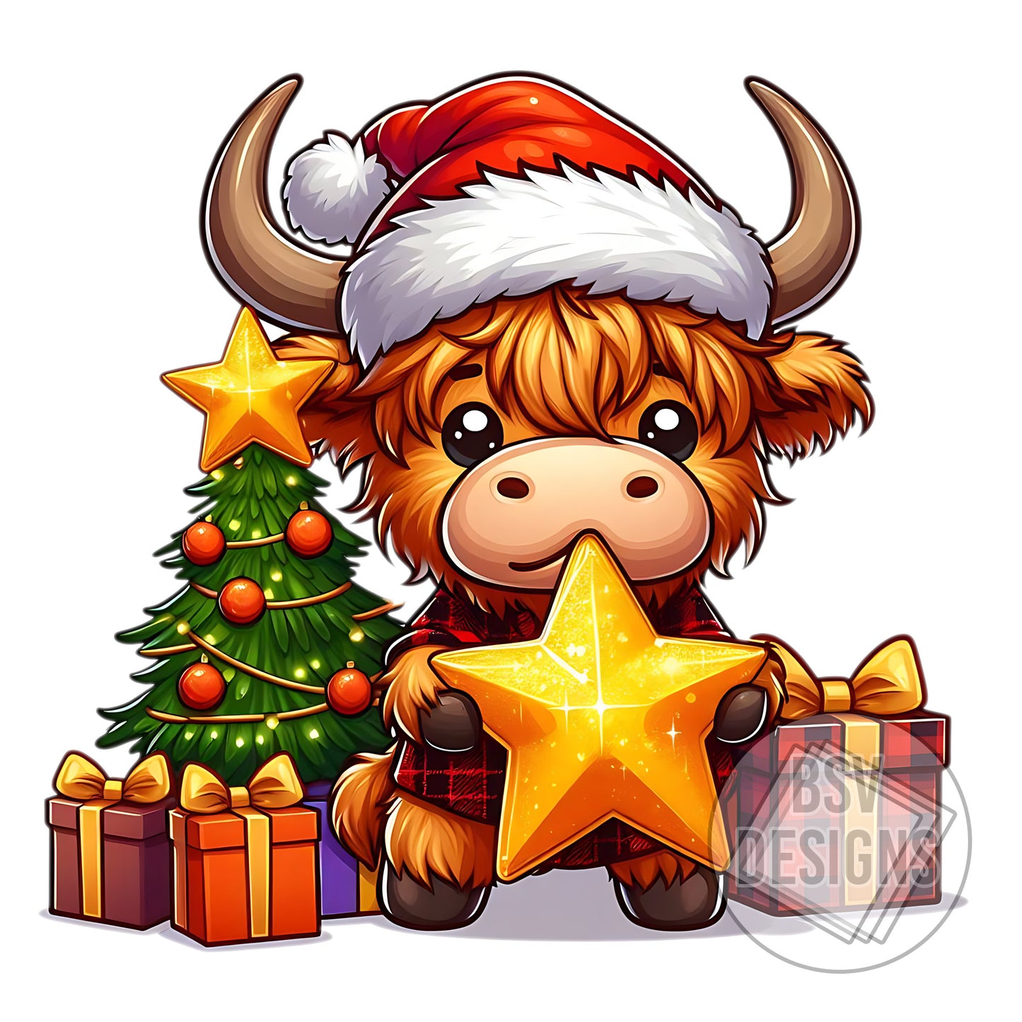 Xmas Tree Star Highland Cow Live Sale