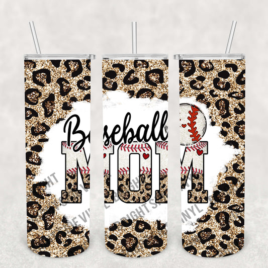 Leopard Baseball Mom Tumbler Wrap