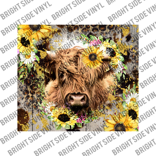 Sunflower Cow Tumbler Wrap