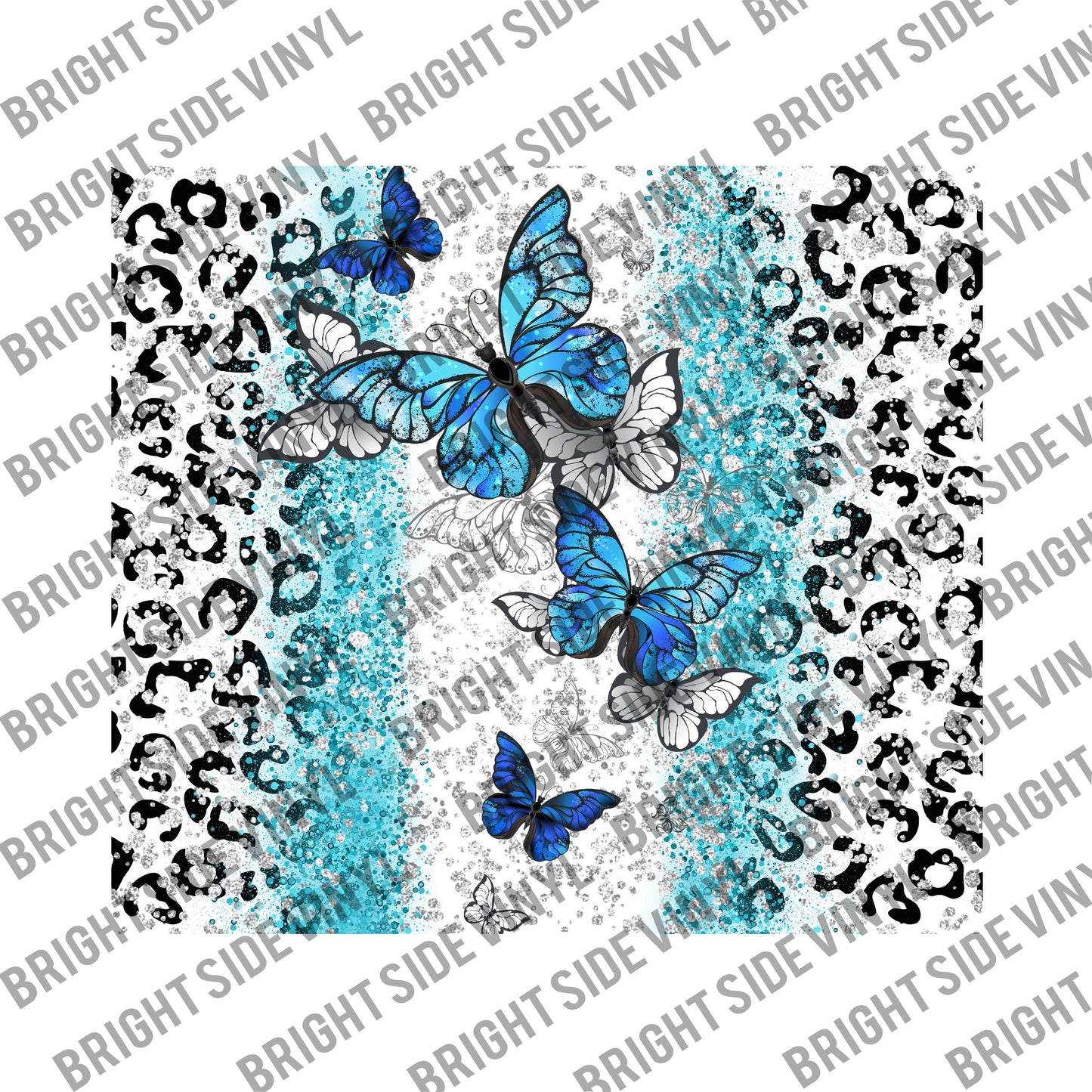 Blue Butterfly Leopard  Tumbler Wrap