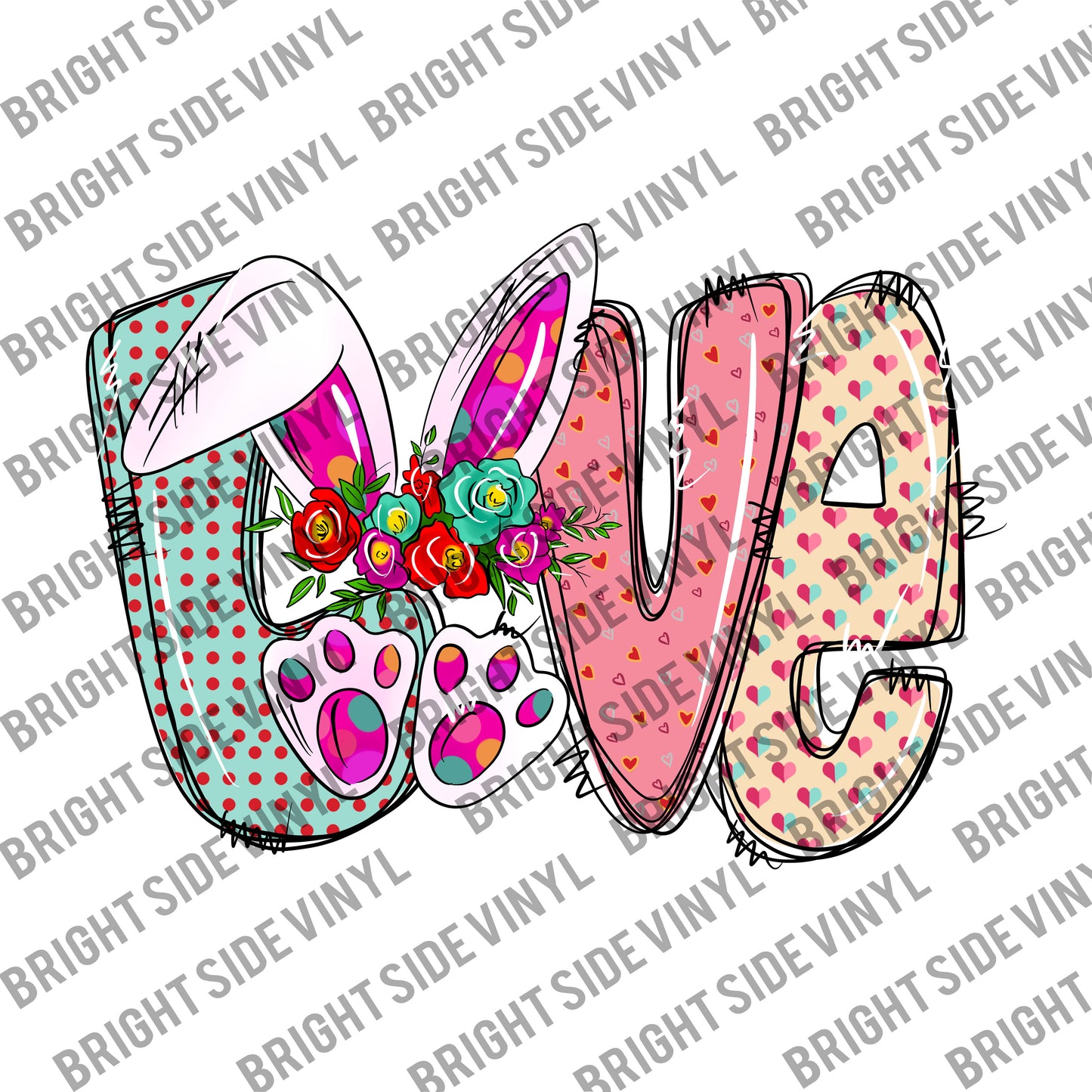 Love Bunny Floral (Sublimation Transfer)